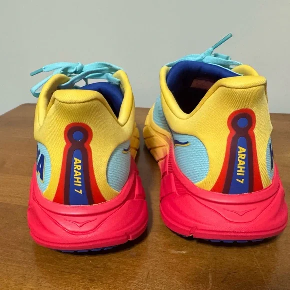 Hoka Athletic Shoes in Blue, Yellow, and Pink - Picture 4 of 8